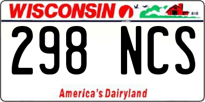 WI license plate 298NCS