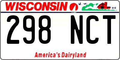WI license plate 298NCT