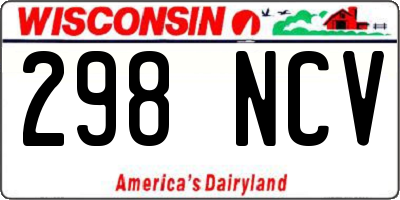 WI license plate 298NCV