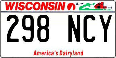 WI license plate 298NCY