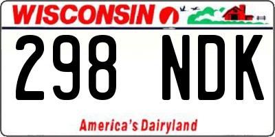 WI license plate 298NDK