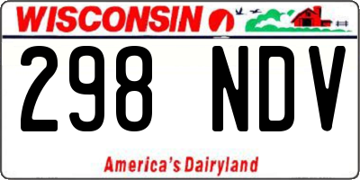 WI license plate 298NDV