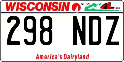 WI license plate 298NDZ