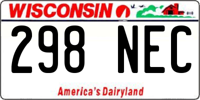 WI license plate 298NEC