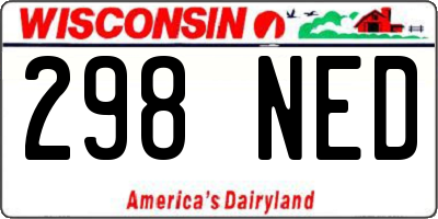 WI license plate 298NED