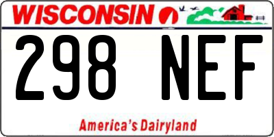 WI license plate 298NEF