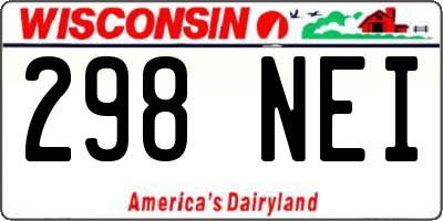 WI license plate 298NEI