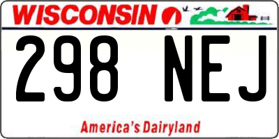 WI license plate 298NEJ