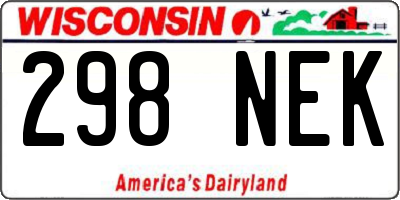 WI license plate 298NEK