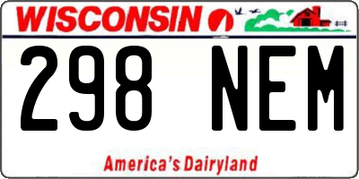 WI license plate 298NEM