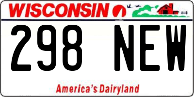 WI license plate 298NEW