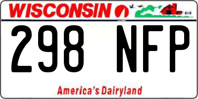 WI license plate 298NFP