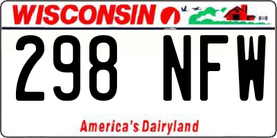WI license plate 298NFW