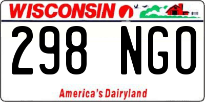 WI license plate 298NGO