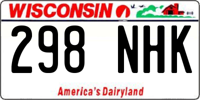 WI license plate 298NHK