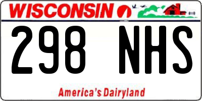 WI license plate 298NHS