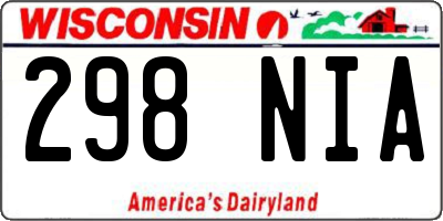 WI license plate 298NIA
