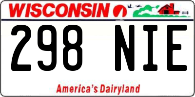 WI license plate 298NIE
