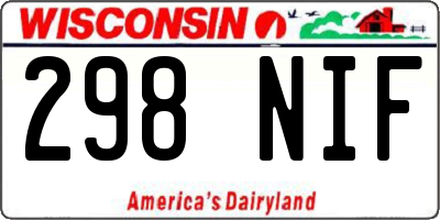 WI license plate 298NIF