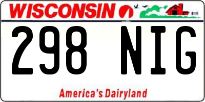 WI license plate 298NIG