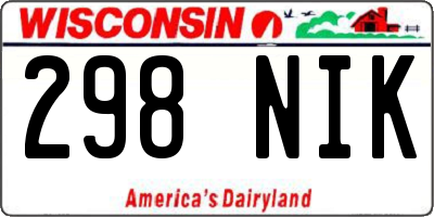 WI license plate 298NIK
