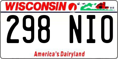 WI license plate 298NIO