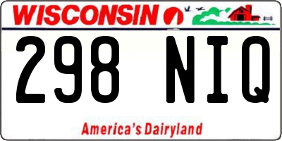 WI license plate 298NIQ
