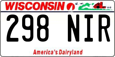 WI license plate 298NIR