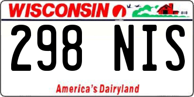 WI license plate 298NIS