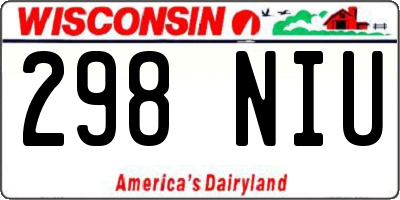 WI license plate 298NIU