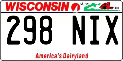 WI license plate 298NIX