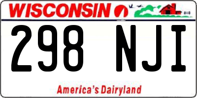 WI license plate 298NJI