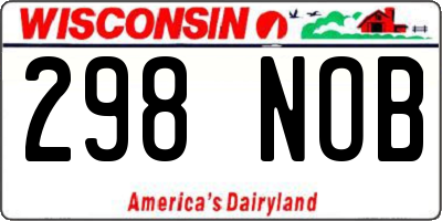 WI license plate 298NOB