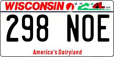 WI license plate 298NOE