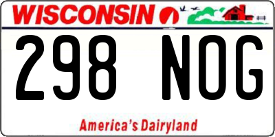 WI license plate 298NOG