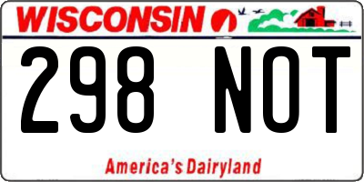 WI license plate 298NOT
