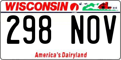 WI license plate 298NOV