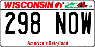 WI license plate 298NOW