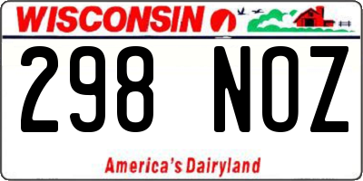 WI license plate 298NOZ