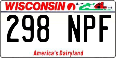 WI license plate 298NPF