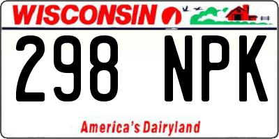 WI license plate 298NPK