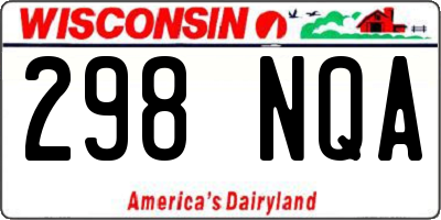 WI license plate 298NQA