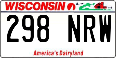 WI license plate 298NRW