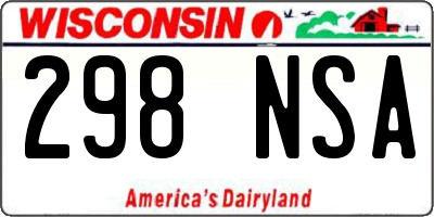 WI license plate 298NSA