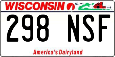 WI license plate 298NSF