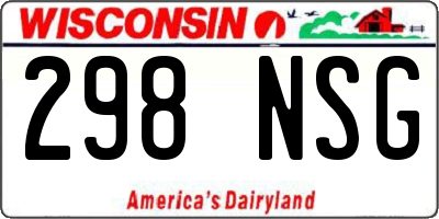 WI license plate 298NSG