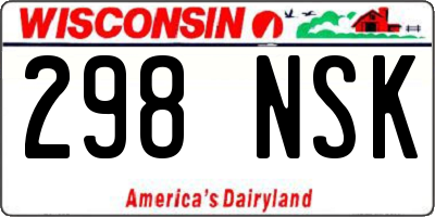 WI license plate 298NSK