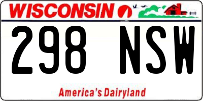 WI license plate 298NSW