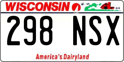 WI license plate 298NSX