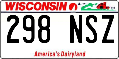 WI license plate 298NSZ